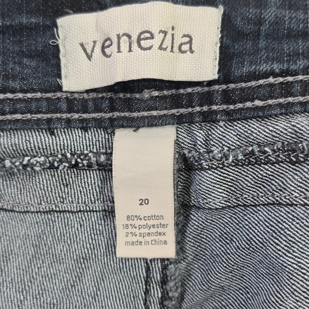 Venezia Dark Wash Capri Jeans Womens 20 Plus‎ Stretch Cropped Denim Zipper Cuff - Picture 8 of 15